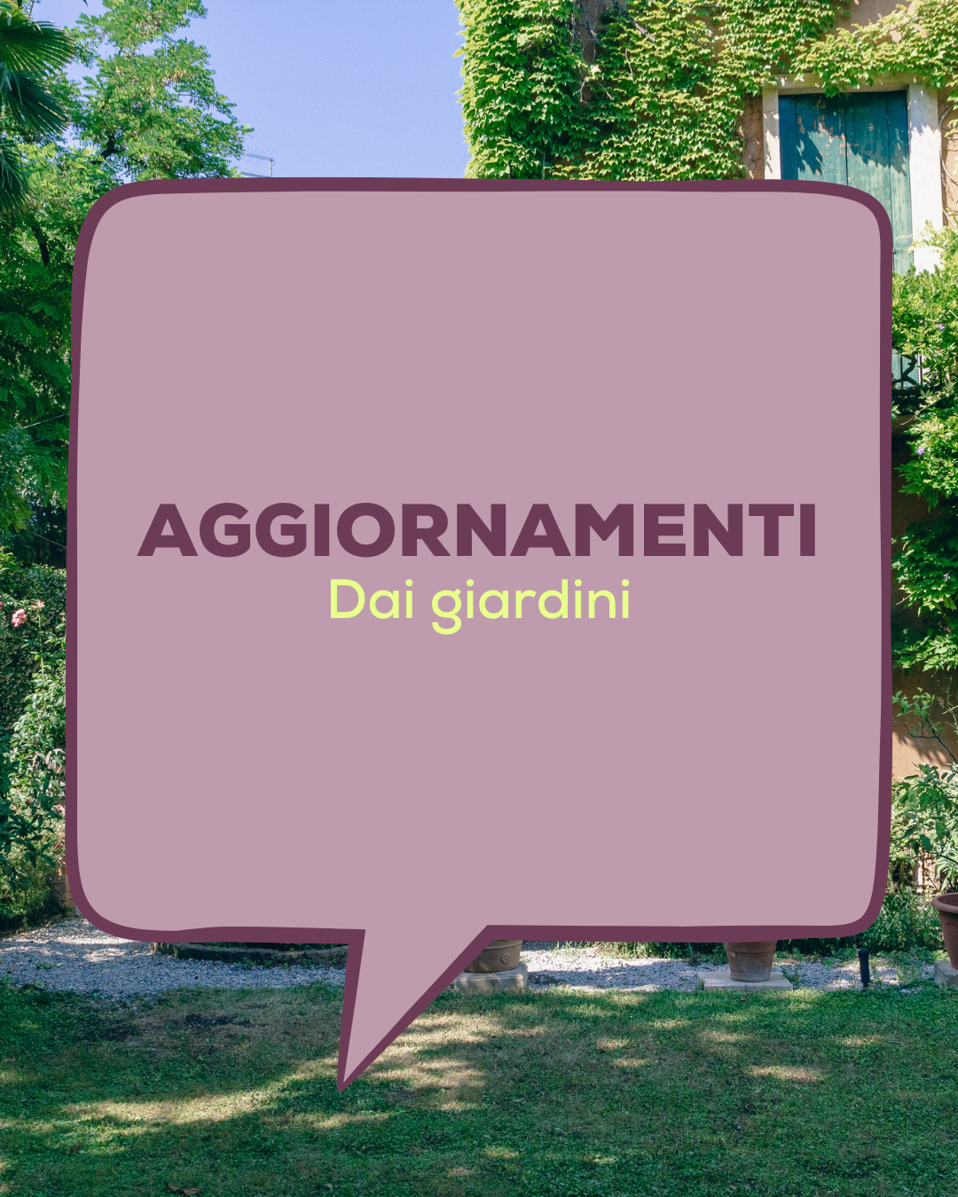 Aggiornamento giardini 2026